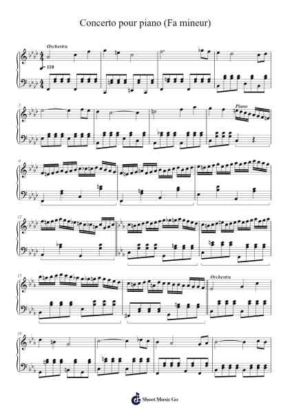 Concerto pour piano (Fa mineur) Sheet Music by Saint-Preux-Arr.Consclife Gosden