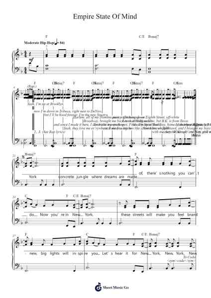 Empire State Of Mind Sheet Music by Alicia Keys/Shawn Carter-Arr.Chilflower