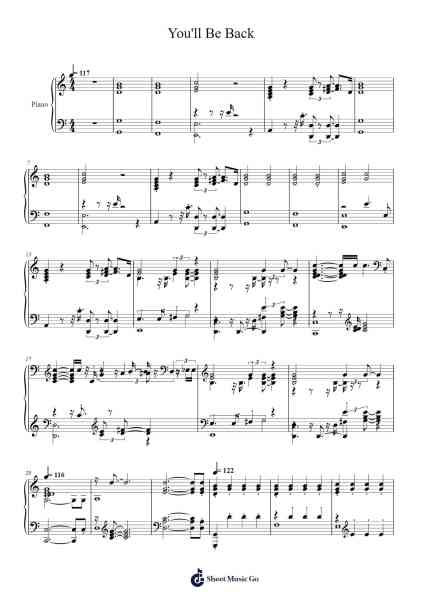 You'll Be Back Sheet Music by Lin-Manuel Miranda-Arr.Tedget Milrol