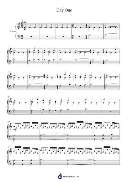 Day One Sheet Music by Hans Zimmer-Arr.Clifffitch