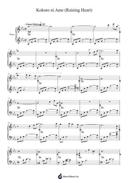 Kokoro ni Ame (Raining Heart) Sheet Music by Masayasu Tsuboguchi-Arr.Hoonell Norusk