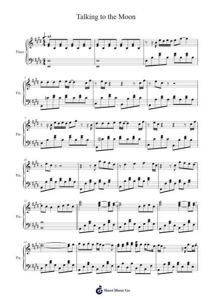 Talking to the Moon Sheet Music by Bruno Mars-Arr.Markxy