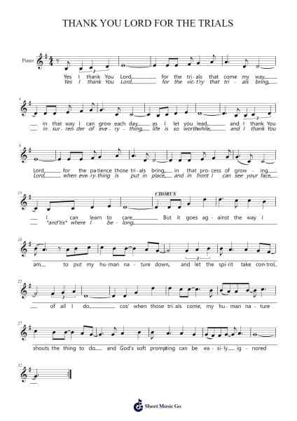 THANK YOU LORD FOR THE TRIALS Sheet Music by Dan Burgess-Arr.Kepnia Lilbohm