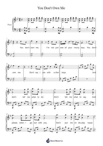 You Don't Own Me Sheet Music by Lesley Gore-Arr.Mollwalsh Dinions
