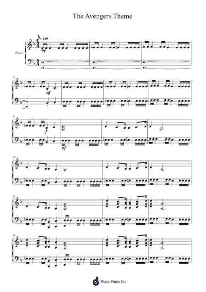 The Avengers Theme النوتات الموسيقية بواسطة Alan Silvestri-ترتيب.Ution Foxwer