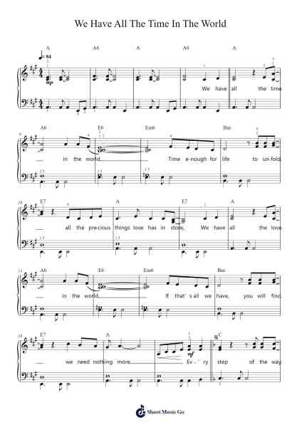 We Have All The Time In The World Sheet Music by Louis Armstrong-Arr.Yonnggiles