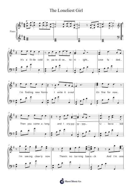 The Loneliest Girl Sheet Music by Misc Cartoons-Arr.Blithephne