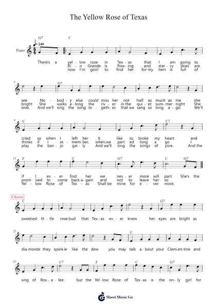 The Yellow Rose of Texas Sheet Music by Misc Traditional-Arr.Cromon Annlvis