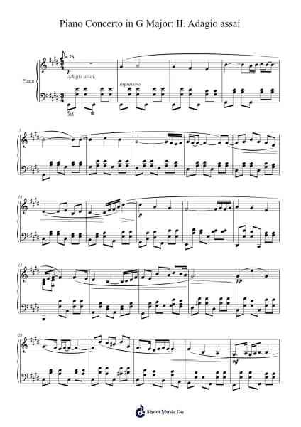 Piano Concerto in G Major: II. Adagio assai Sheet Music by Maurice Ravel-Arr.Pearroe