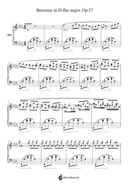 Berceuse in D-flat Major, Op. 57 Sheet Music by Frédéric Chopin-Arr.Sigwy Lorxine