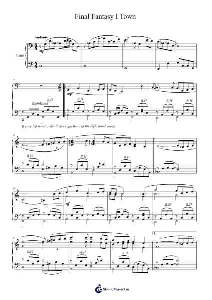 Final Fantasy I Town Theme Sheet Music by Nobuo Uematsu-Arr.Readeworth Phoezer