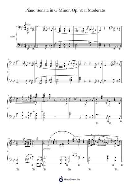 Piano Sonata in G Minor, Op. 8: I. Moderato Sheet Music by Jatham-Arr.Thornle