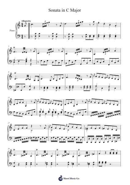 Sonata in C Major (Scrapped) Sheet Music by Wolfgang Amadeus Mozart-Arr.Ossweet