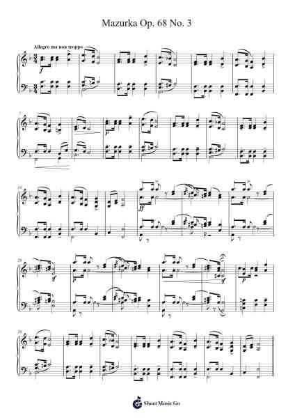 Mazurka in F Major, Op. 68, No. 3 Sheet Music by Fryderyk Chopin-Arr.Francespkins Vicpham