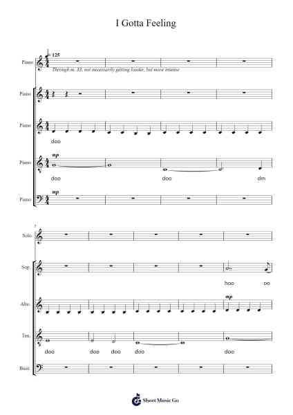 I Gotta Feeling Sheet Music by The Black Eyed Peas-Arr.Shawqe Bryy
