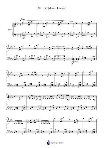 Naruto Main Theme Sheet Music by Toshio Masuda-Arr.Dougtin Vashop