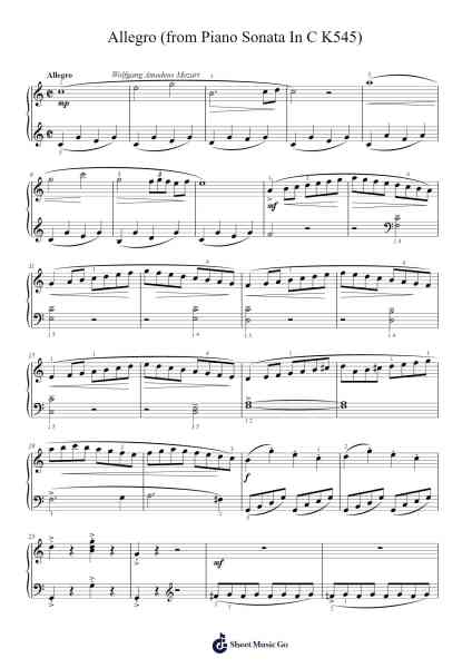 Piano Sonata No. 16 in C Major, K. 545: I. Allegro Sheet Music by Wolfgang Amadeus Mozart-Arr.Hula
