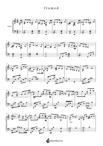 f r a m e d Sheet Music by Yiruma-Arr.Cofpert Dilgrant