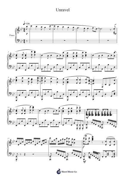 Tokyo Ghoul OP - Unravel Sheet Music by TK from Ling Tosite Sigure-Arr.Fmar Geearl