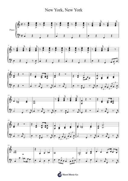 New York, New York Sheet Music by Frank Sinatra-Arr.Shirvien