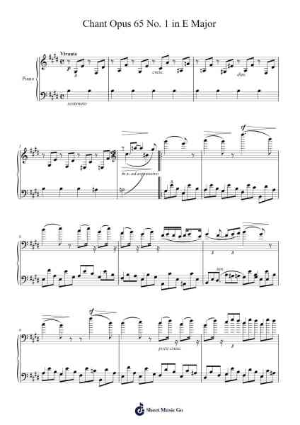 Chant Opus 65 No. 1 in E Major Sheet Music by Charles-Valentin Alkan-Arr.Vinwat