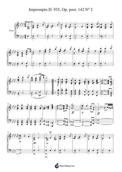 Impromptu in Ab Major, D. 935, Op. post. 142, No. 2 Sheet Music by Franz Schubert-Arr.Narion