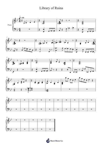 Library of Ruina Sheet Music by Mili-Arr.Vicbuck Orboyle