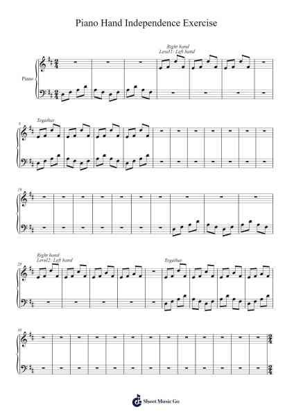 Piano hand independence exercise Sheet Music by StartEnjoyingPianoPractice-Arr.Hoodlyle Joyyoung