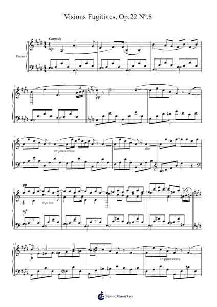 Visions Fugitives, Op. 22 No. 8 Sheet Music by Sergey Prokofiev-Arr.Gemcam Lanbert