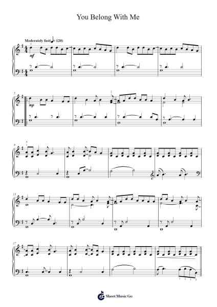 You Belong With Me Sheet Music by Taylor Swift-Arr.Wilhelker Croftsdrew