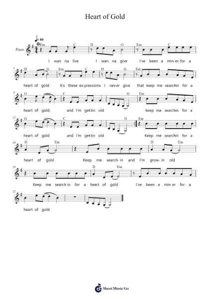 Heart of Gold Sheet Music by Neil Young-Arr.Sumia