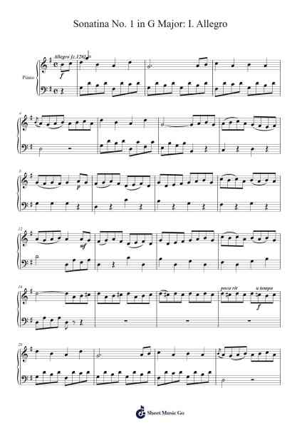 Sonatina No. 1 in G Major: I. Allegro Sheet Music by Thomas Attwood-Arr.Nanriah Obrook