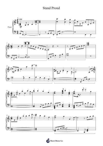 Stand Proud Dramatic Ver. Piano Cover Sheet Music by Jin Hashimoto-Arr.Gwenning