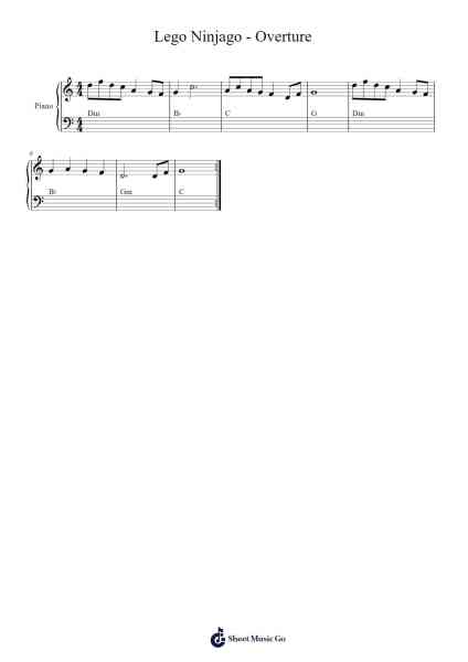 Lego Ninjago - Overture Sheet Music by Misc Cartoons-Arr.Leolop Faypys