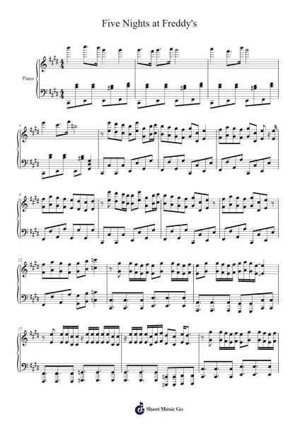 Five Nights at Freddy's Sheet Music by THE LIVING TOMBSTONE-Arr.Woodcie Budad
