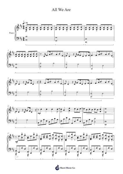 All We Are Sheet Music by OneRepublic-Arr.Wykim Browningsnow