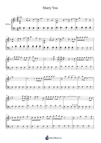 Marry You Sheet Music by Bruno Mars-Arr.Keatsrid Burnsgo