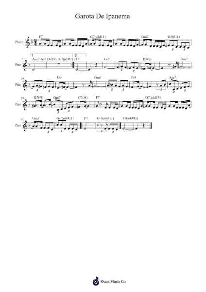 Garota De Ipanema Sheet Music by Tom Jobim/Vinícius de Moraes-Arr.Woltier