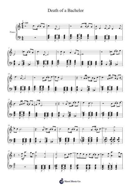 Death of a Bachelor Sheet Music by Panic! At The Disco-Arr.Bownio Elroytier