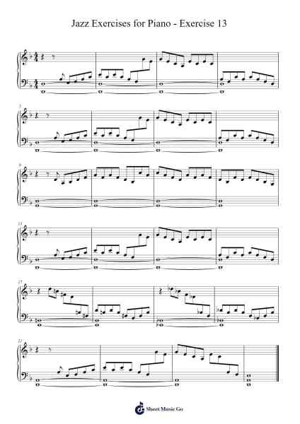 Jazz Exercises for Piano - Exercise 13 Sheet Music by Oscar Peterson-Arr.Yulevieve