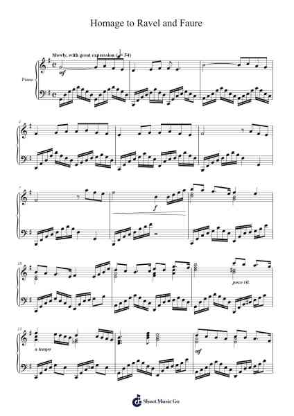 Homage to Ravel and Faure Sheet Music by Vioo'neil-Arr.Hughgee