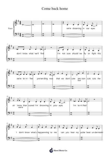 Come back home Sheet Music by Sofia Carson-Arr.Alac Floleigh