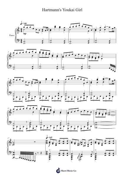 Hartmann's Youkai Girl Sheet Music by ZUN-Arr.Saxbraith