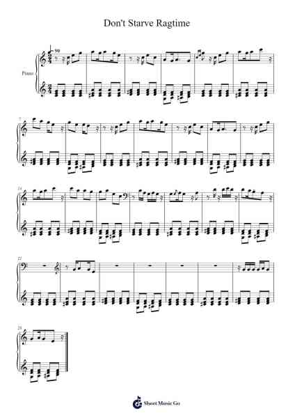 Don't Starve Ragtime Sheet Music by Vince de Vera/Jason Garner-Arr.Louisen Jusine