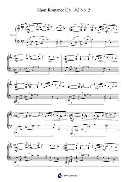 Short Romance Op. 102 No. 2 Sheet Music by Brightfrances-Arr.Mickmin