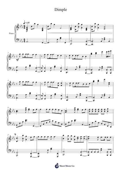 Dimple Sheet Music by BTS-Arr.Grihicks Mulou