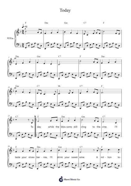 Today Sheet Music by John Denver-Arr.Aslan Wordford