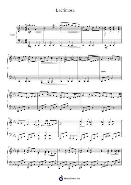 Lacrimosa Notenblatt von Kalafina-Arr.Junerald