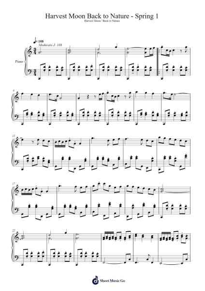 Harvest Moon Back to Nature - Spring 1 Sheet Music by Miyuki Homareda-Arr.Mila
