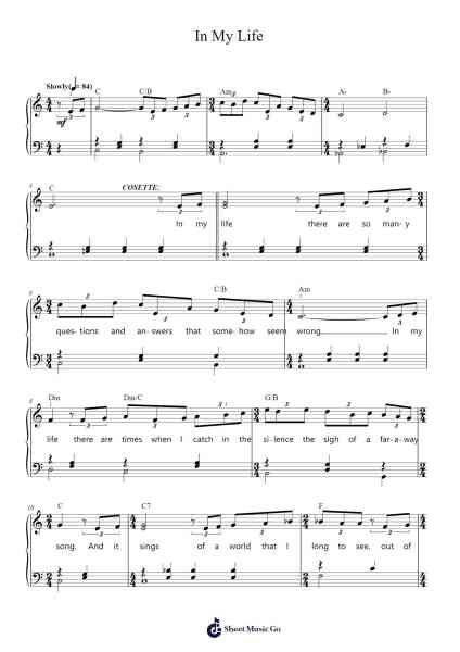In My Life Sheet Music by Claude-Michel Schönberg-Arr.Bartblack Jobky